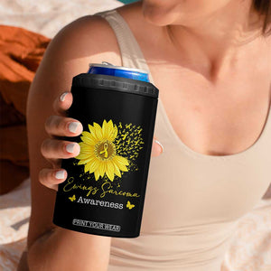 Ewings Sarcoma Awareness 4 in 1 Can Cooler Tumbler Yellow Flower Petal Ribbons Sunflower TS11 Print Your Wear
