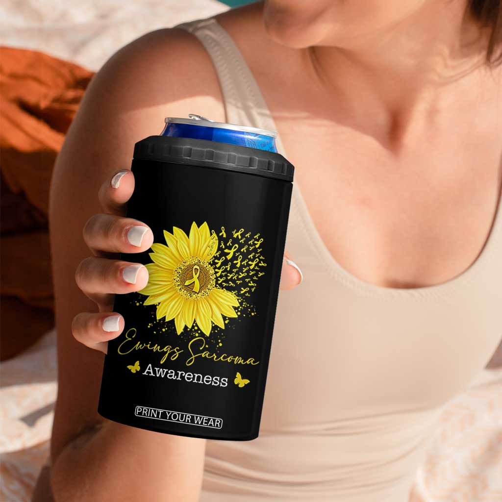 Ewings Sarcoma Awareness 4 in 1 Can Cooler Tumbler Yellow Flower Petal Ribbons Sunflower TS11 Print Your Wear