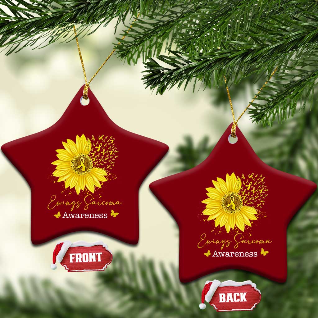 Ewings Sarcoma Awareness Ceramic Ornament Yellow Flower Petal Ribbons Sunflower TS11 Print Your Wear