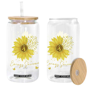 Ewings Sarcoma Awareness Glass Can Yellow Flower Petal Ribbons Sunflower TS11 Print Your Wear