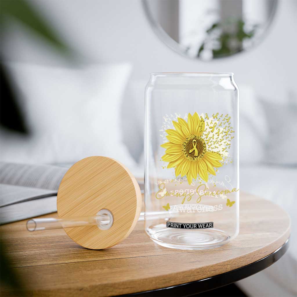 Ewings Sarcoma Awareness Glass Can Yellow Flower Petal Ribbons Sunflower TS11 Print Your Wear