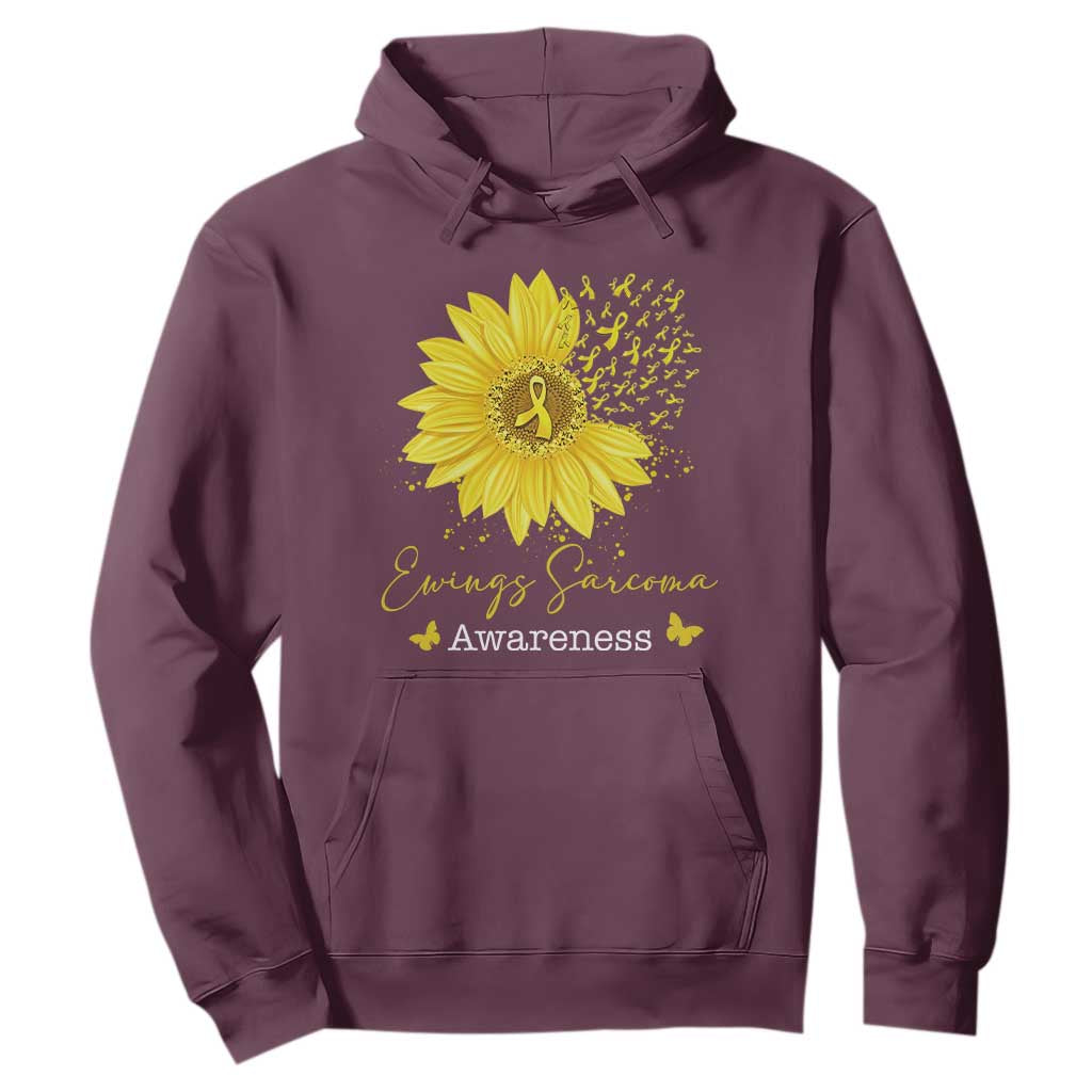Ewings Sarcoma Awareness Hoodie Yellow Flower Petal Ribbons Sunflower TS11 Maroon Print Your Wear