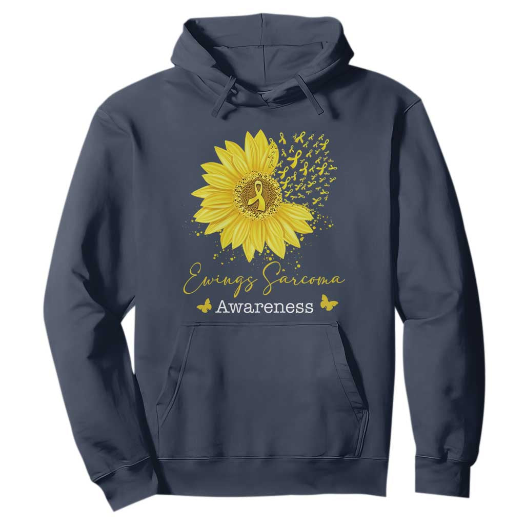 Ewings Sarcoma Awareness Hoodie Yellow Flower Petal Ribbons Sunflower TS11 Navy Print Your Wear