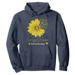Ewings Sarcoma Awareness Hoodie Yellow Flower Petal Ribbons Sunflower TS11 Navy Print Your Wear