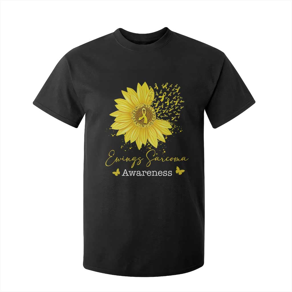 Ewings Sarcoma Awareness T Shirt For Kid Yellow Flower Petal Ribbons Sunflower TS11 Black Print Your Wear
