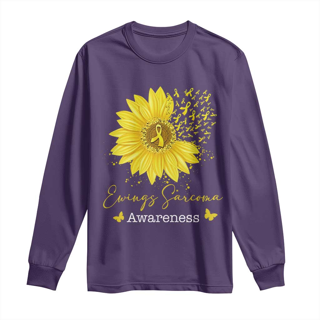 Ewings Sarcoma Awareness Long Sleeve Shirt Yellow Flower Petal Ribbons Sunflower TS11 Purple Print Your Wear