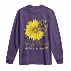 Ewings Sarcoma Awareness Long Sleeve Shirt Yellow Flower Petal Ribbons Sunflower TS11 Purple Print Your Wear