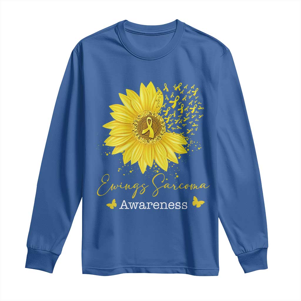 Ewings Sarcoma Awareness Long Sleeve Shirt Yellow Flower Petal Ribbons Sunflower TS11 Royal Blue Print Your Wear