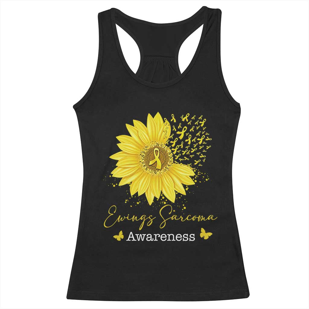 Ewings Sarcoma Awareness Racerback Tank Top Yellow Flower Petal Ribbons Sunflower TS11 Black Print Your Wear