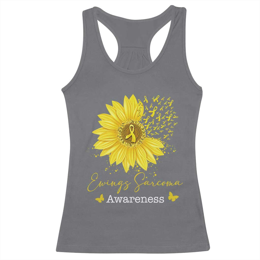Ewings Sarcoma Awareness Racerback Tank Top Yellow Flower Petal Ribbons Sunflower TS11 Charcoal Print Your Wear