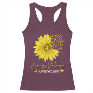 Ewings Sarcoma Awareness Racerback Tank Top Yellow Flower Petal Ribbons Sunflower TS11 Maroon Print Your Wear