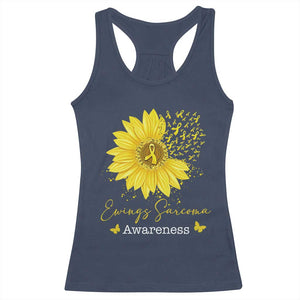 Ewings Sarcoma Awareness Racerback Tank Top Yellow Flower Petal Ribbons Sunflower TS11 Navy Print Your Wear