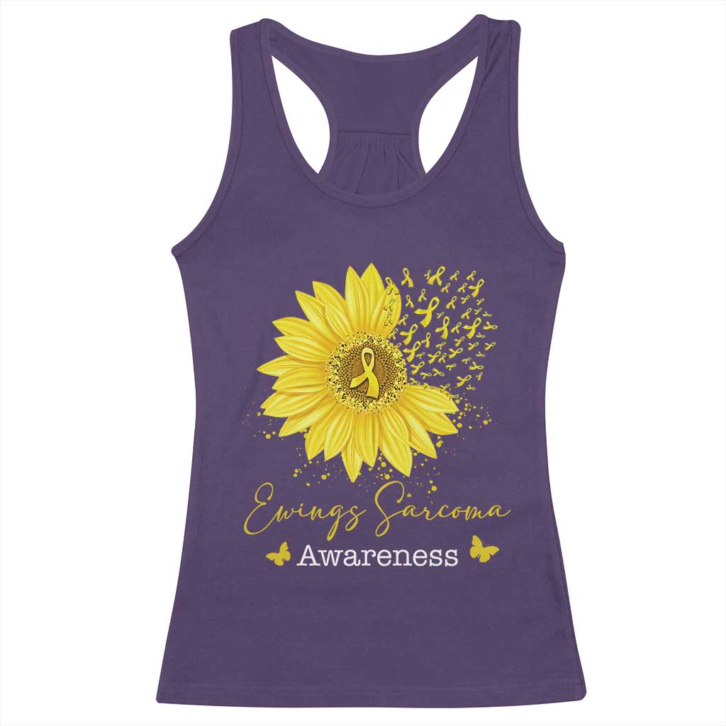 Ewings Sarcoma Awareness Racerback Tank Top Yellow Flower Petal Ribbons Sunflower TS11 Purple Print Your Wear