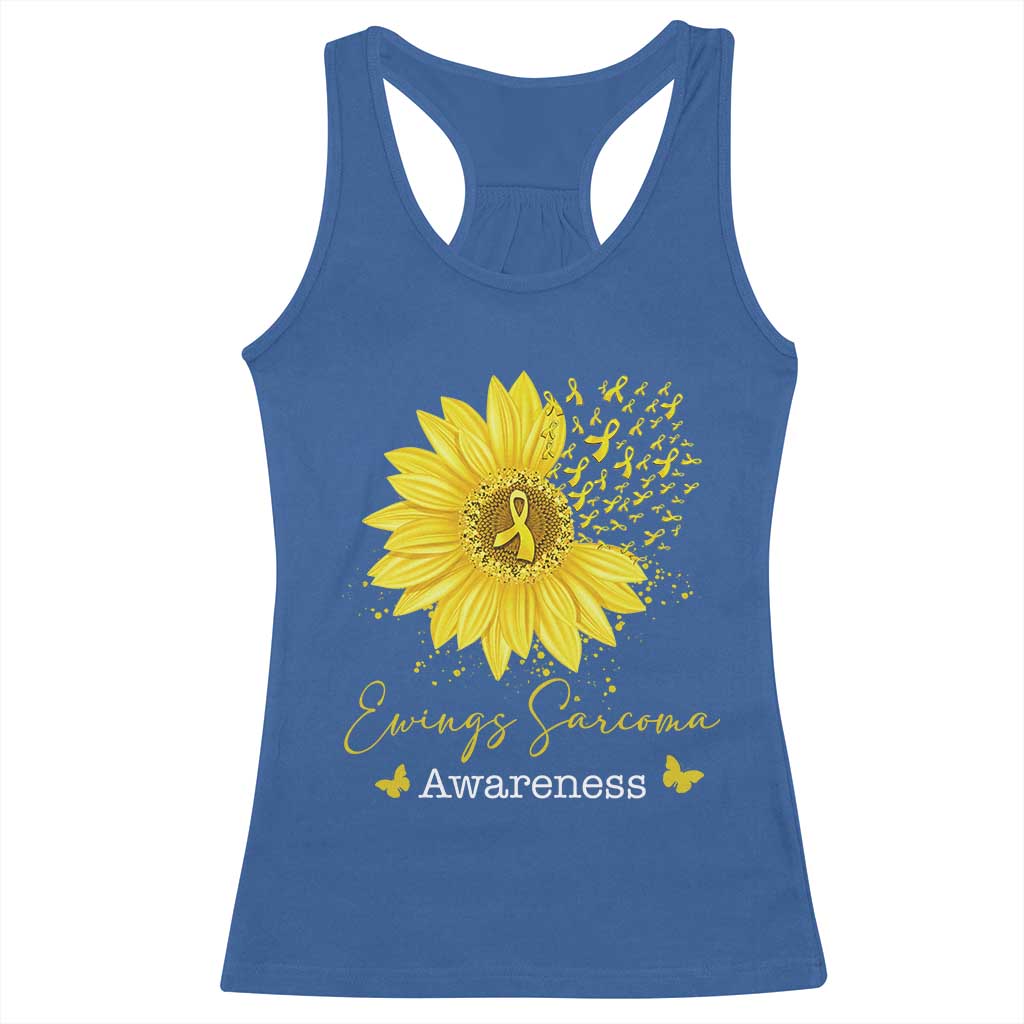 Ewings Sarcoma Awareness Racerback Tank Top Yellow Flower Petal Ribbons Sunflower TS11 Royal Blue Print Your Wear