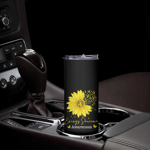 Ewings Sarcoma Awareness Skinny Tumbler Yellow Flower Petal Ribbons Sunflower TS11 Print Your Wear