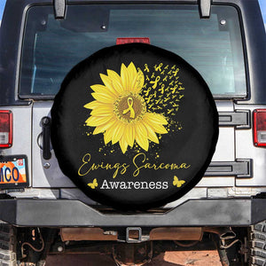 Ewings Sarcoma Awareness Spare Tire Cover Yellow Flower Petal Ribbons Sunflower TS11 No hole Black Print Your Wear