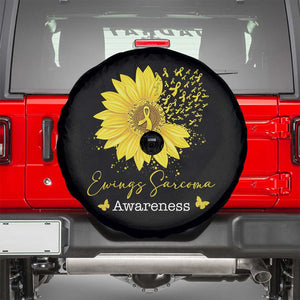 Ewings Sarcoma Awareness Spare Tire Cover Yellow Flower Petal Ribbons Sunflower TS11 Black Print Your Wear