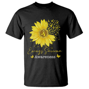 Ewings Sarcoma Awareness T Shirt Yellow Flower Petal Ribbons Sunflower TS11 Black Print Your Wear