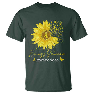 Ewings Sarcoma Awareness T Shirt Yellow Flower Petal Ribbons Sunflower TS11 Dark Forest Green Print Your Wear