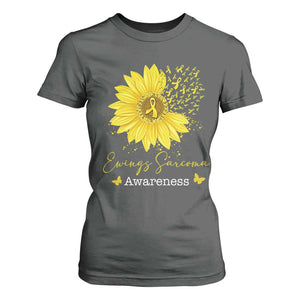 Ewings Sarcoma Awareness T Shirt For Women Yellow Flower Petal Ribbons Sunflower TS11 Dark Heather Print Your Wear
