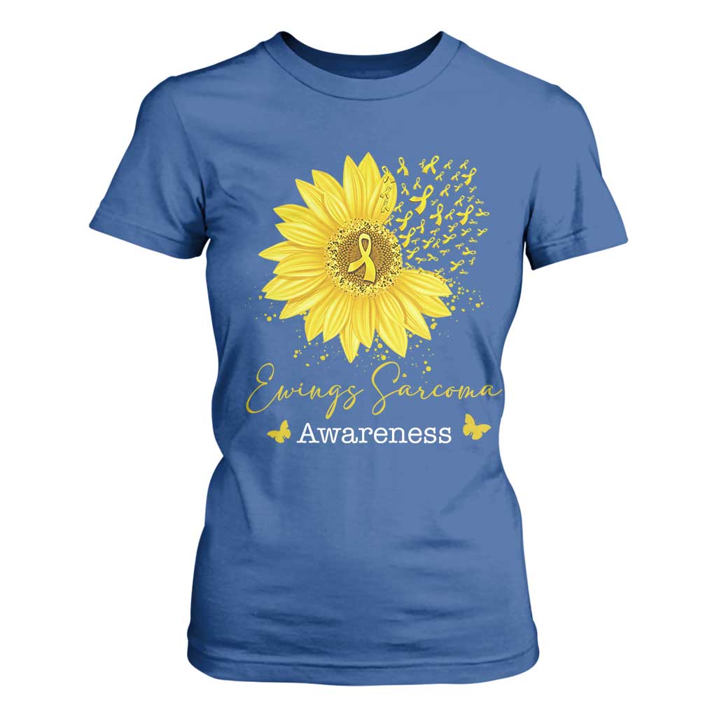 Ewings Sarcoma Awareness T Shirt For Women Yellow Flower Petal Ribbons Sunflower TS11 Royal Blue Print Your Wear