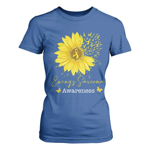 Ewings Sarcoma Awareness T Shirt For Women Yellow Flower Petal Ribbons Sunflower TS11 Royal Blue Print Your Wear