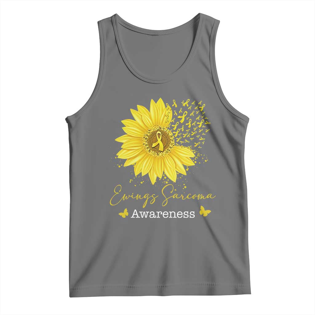 Ewings Sarcoma Awareness Tank Top Yellow Flower Petal Ribbons Sunflower TS11 Black Heather Print Your Wear