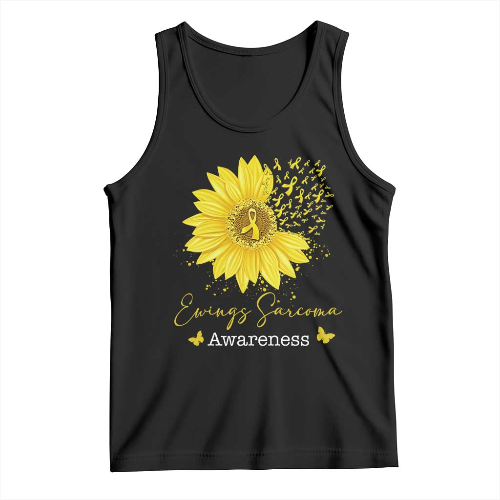Ewings Sarcoma Awareness Tank Top Yellow Flower Petal Ribbons Sunflower TS11 Black Print Your Wear