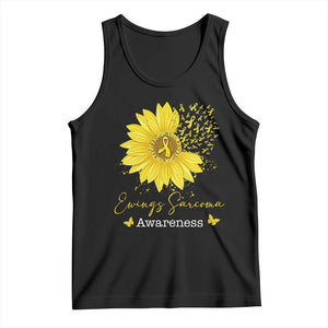 Ewings Sarcoma Awareness Tank Top Yellow Flower Petal Ribbons Sunflower TS11 Black Print Your Wear