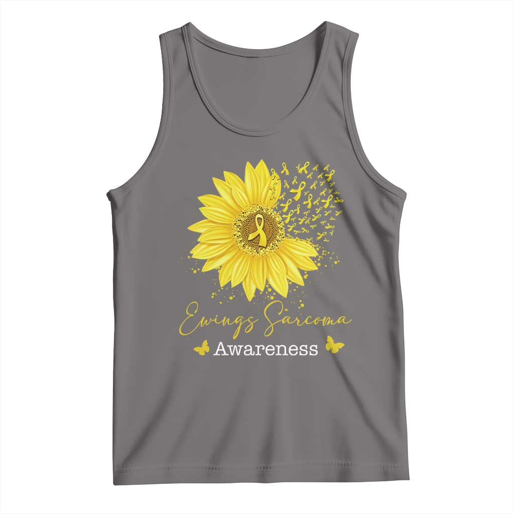 Ewings Sarcoma Awareness Tank Top Yellow Flower Petal Ribbons Sunflower TS11 Deep Heather Print Your Wear