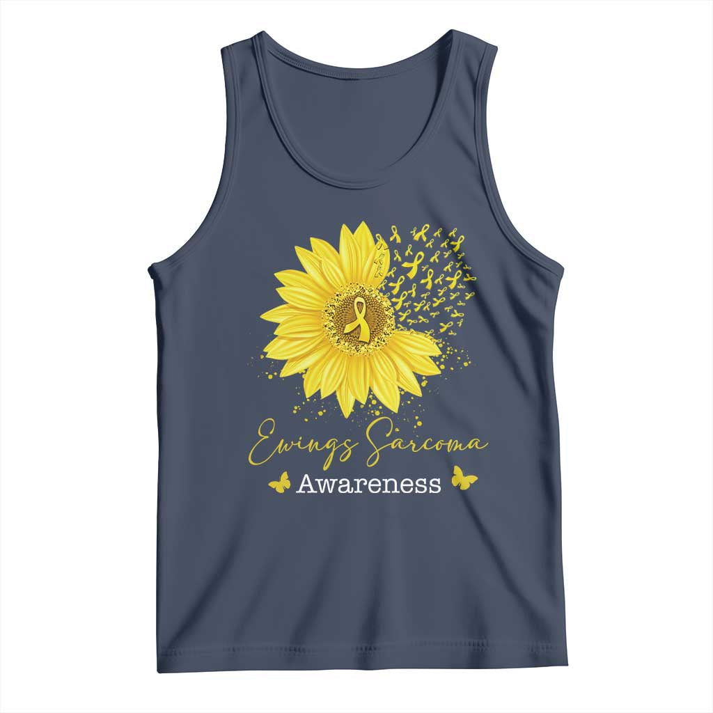 Ewings Sarcoma Awareness Tank Top Yellow Flower Petal Ribbons Sunflower TS11 Navy Print Your Wear