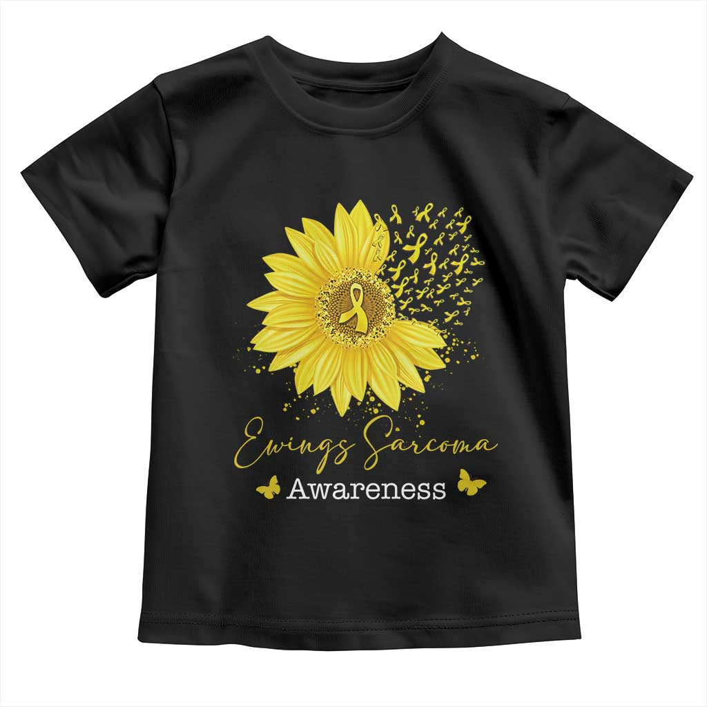 Ewings Sarcoma Awareness Toddler T Shirt Yellow Flower Petal Ribbons Sunflower TS11 Black Print Your Wear