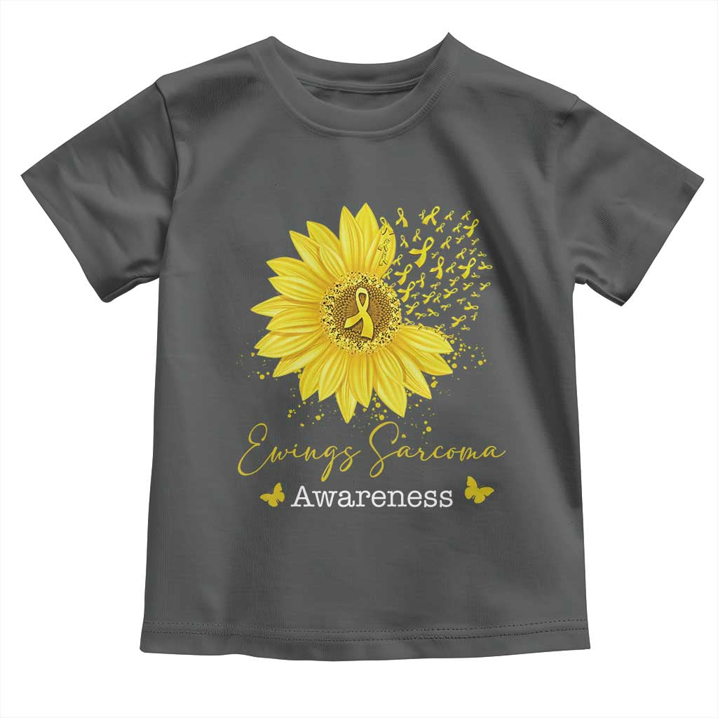 Ewings Sarcoma Awareness Toddler T Shirt Yellow Flower Petal Ribbons Sunflower TS11 Dark Heather Print Your Wear