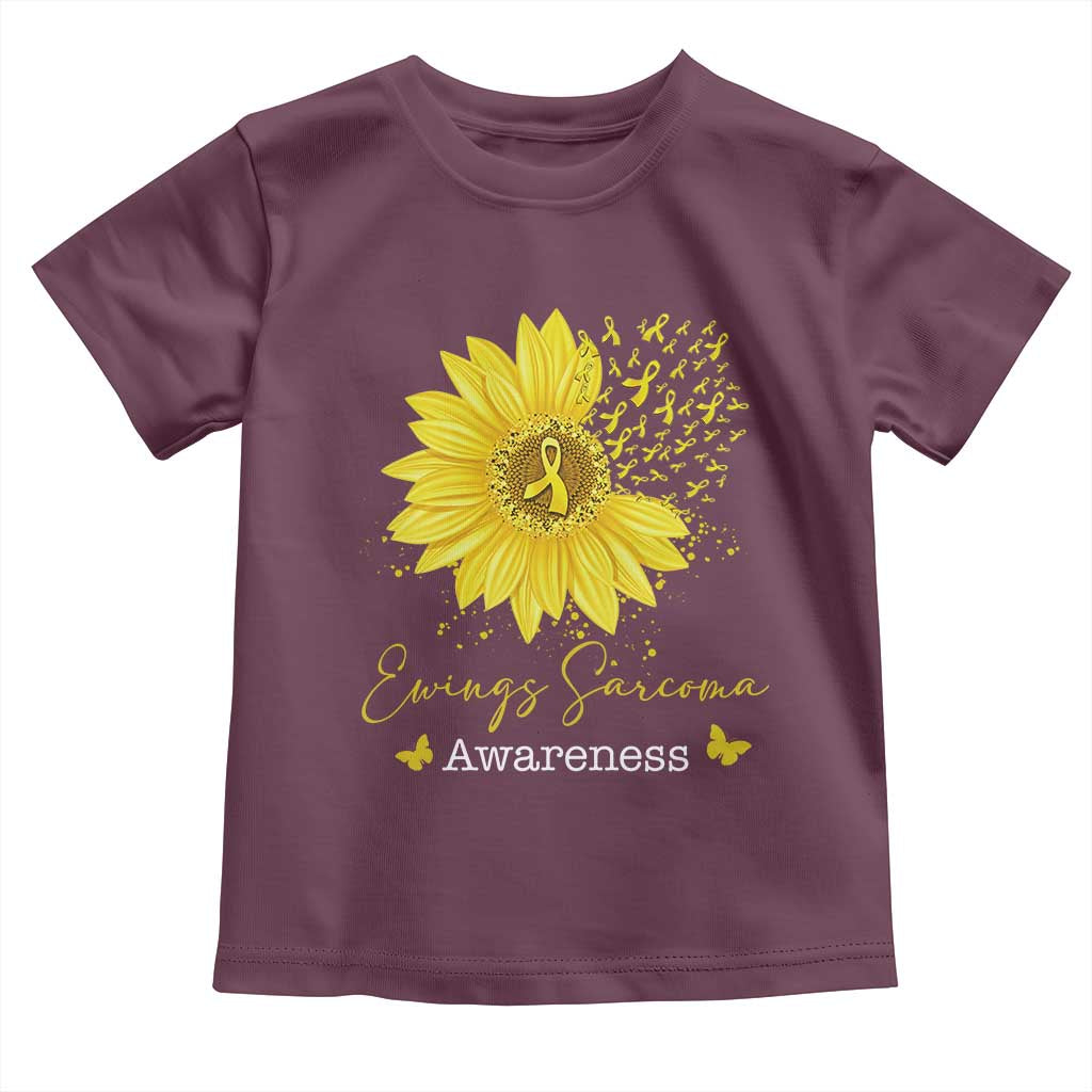 Ewings Sarcoma Awareness Toddler T Shirt Yellow Flower Petal Ribbons Sunflower TS11 Maroon Print Your Wear