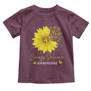 Ewings Sarcoma Awareness Toddler T Shirt Yellow Flower Petal Ribbons Sunflower TS11 Maroon Print Your Wear