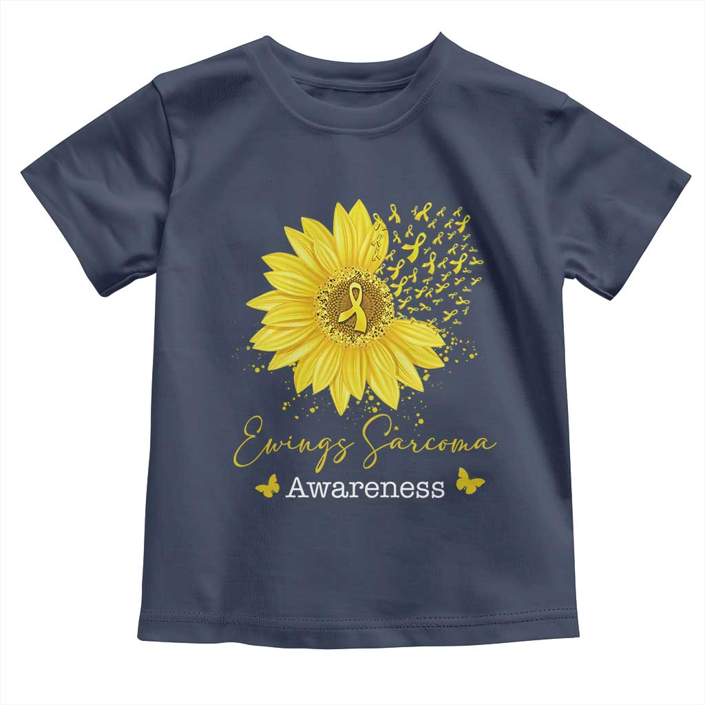 Ewings Sarcoma Awareness Toddler T Shirt Yellow Flower Petal Ribbons Sunflower TS11 Navy Print Your Wear