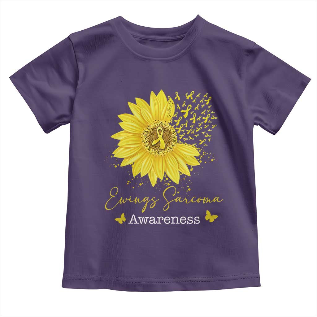 Ewings Sarcoma Awareness Toddler T Shirt Yellow Flower Petal Ribbons Sunflower TS11 Purple Print Your Wear