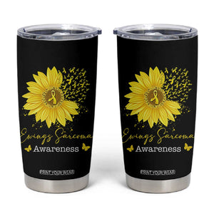 Ewings Sarcoma Awareness Tumbler Cup Yellow Flower Petal Ribbons Sunflower TS11 Black Print Your Wear