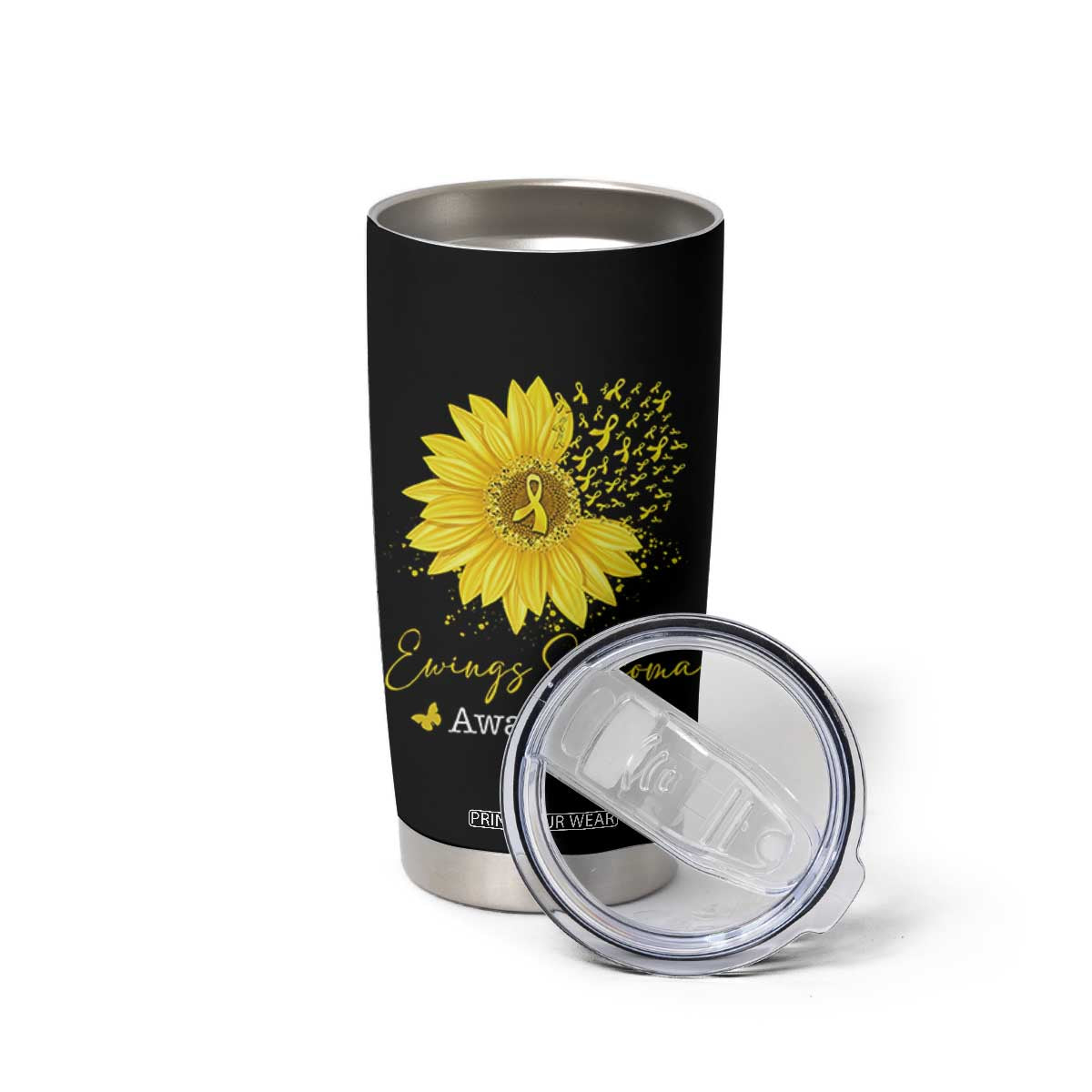 Ewings Sarcoma Awareness Tumbler Cup Yellow Flower Petal Ribbons Sunflower TS11 Print Your Wear