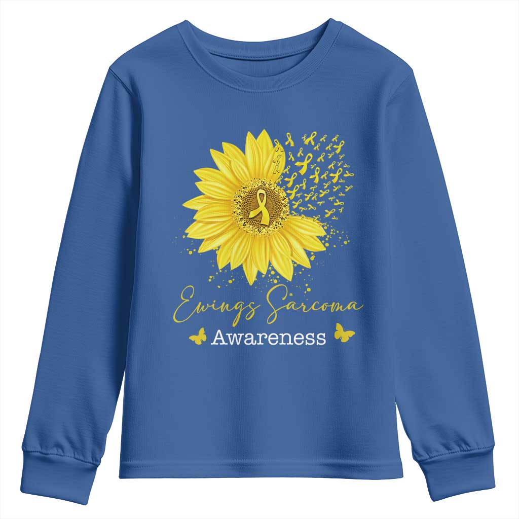 Ewings Sarcoma Awareness Youth Sweatshirt Yellow Flower Petal Ribbons Sunflower TS11 Royal Blue Print Your Wear