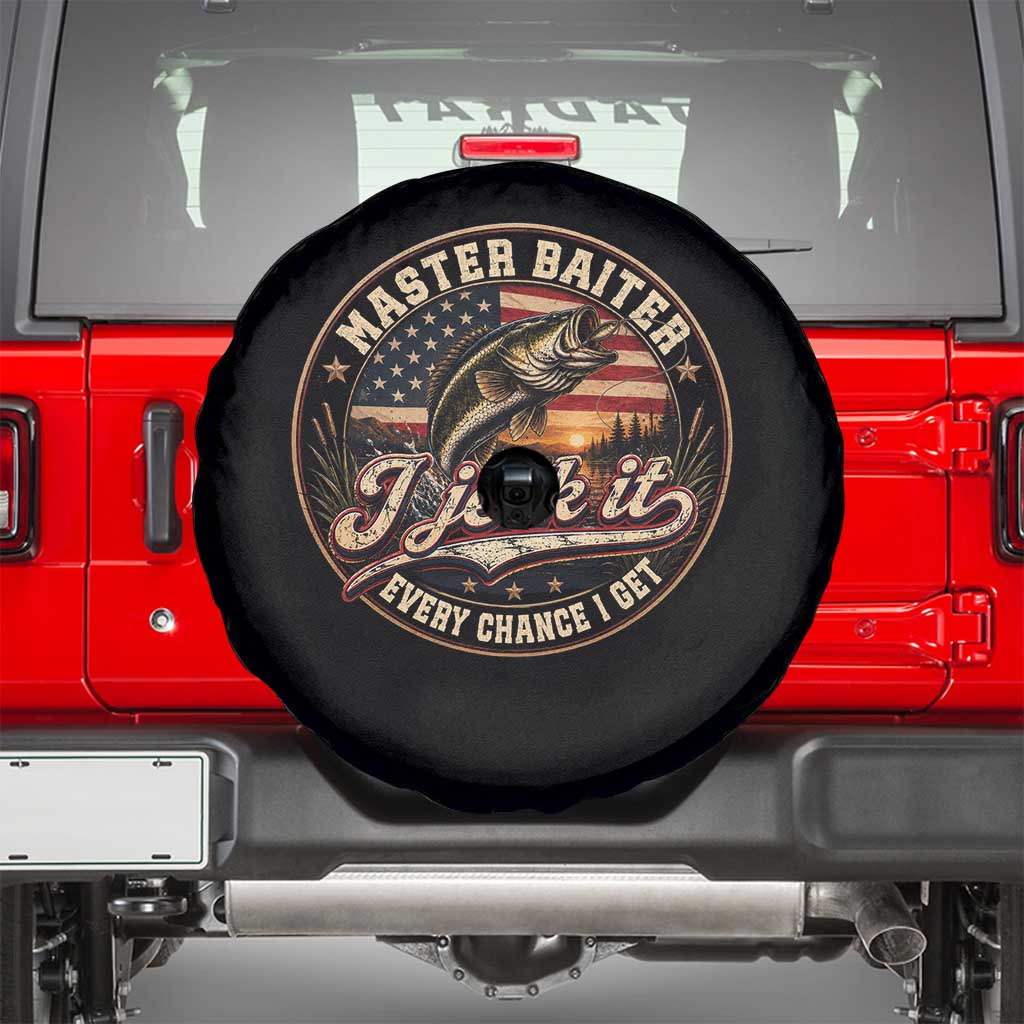 Master Baiter Fishing Lover Spare Tire Cover I Jerk It Every Chance I Get Funny Bass Fishing TS11 Black Print Your Wear