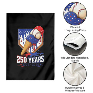 250 Years Baseball Ice Cream Drip 4th of July USA Flag Garden Flag
