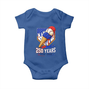 250 Years Baseball Ice Cream Drip 4th of July USA Flag Baby Onesie