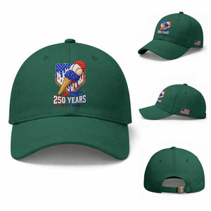 250 Years Baseball Ice Cream Drip 4th of July USA Flag Baseball Cap