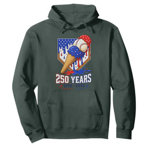 250 Years Baseball Ice Cream Drip 4th of July USA Flag Hoodie