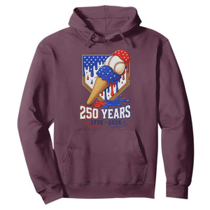 250 Years Baseball Ice Cream Drip 4th of July USA Flag Hoodie