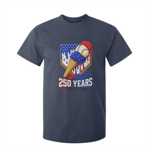 250 Years Baseball Ice Cream Drip 4th of July USA Flag T Shirt For Kid