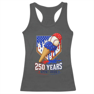 250 Years Baseball Ice Cream Drip 4th of July USA Flag Racerback Tank Top