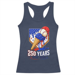 250 Years Baseball Ice Cream Drip 4th of July USA Flag Racerback Tank Top