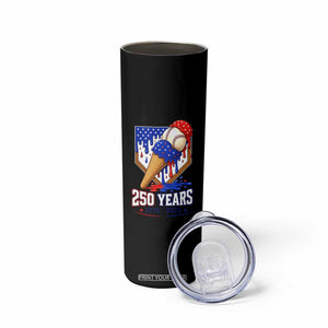 250 Years Baseball Ice Cream Drip 4th of July USA Flag Skinny Tumbler